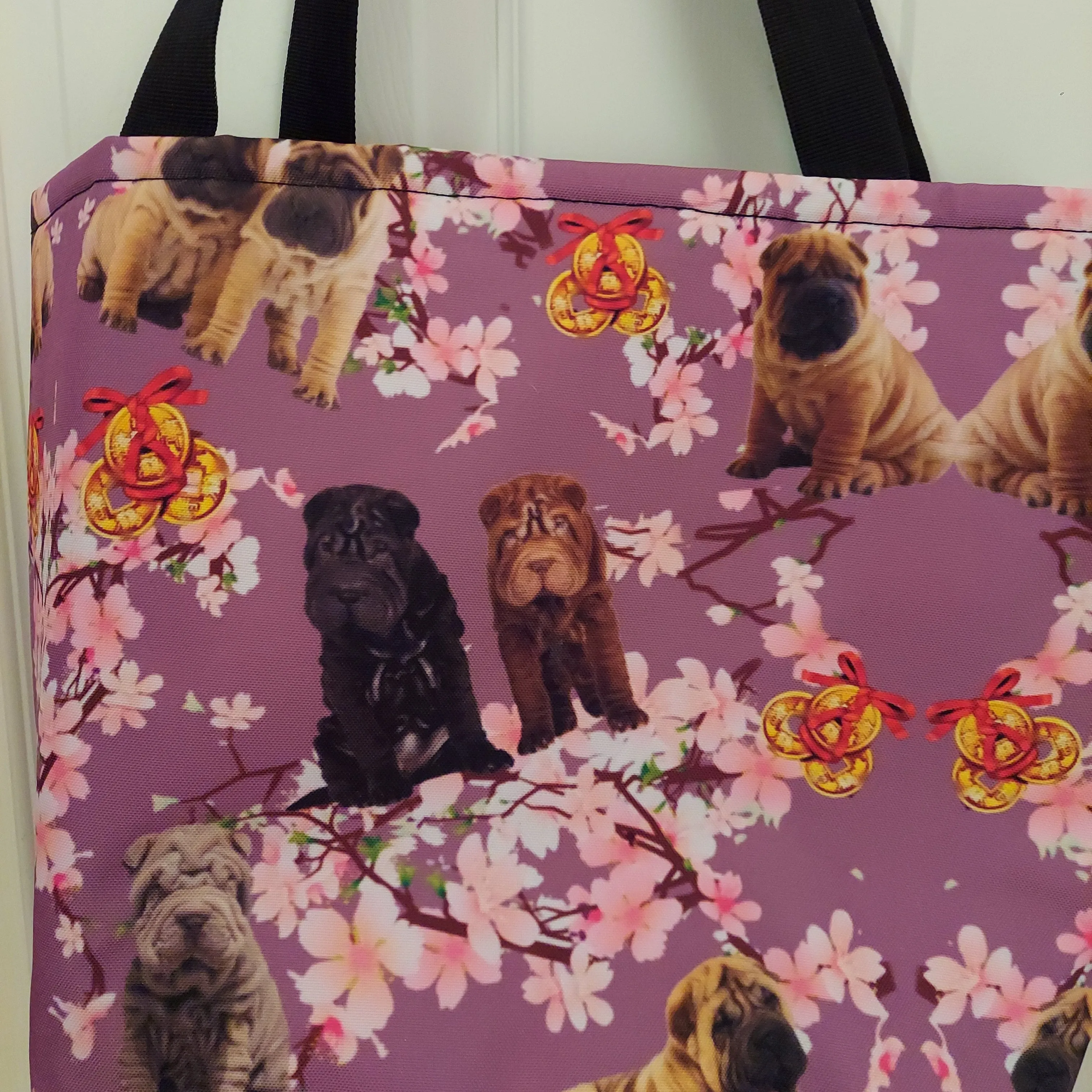 2 Designs / Chinese Shar Pei Dog Breed Theme Ladies Purse Tote Carry-All Bag