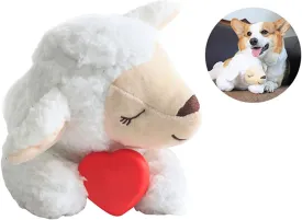3T group Heartbeat Puppy for Dogs,Heartbeat Dog Toy Sleep Aid,Stuffed Animal with Heartbeat Toys for Puppy Essentials Pillow Calming Toys Anxiety Relief Toy (White)