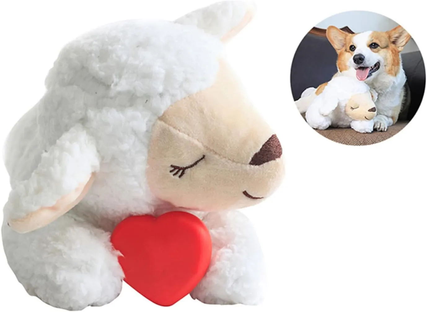 3T group Heartbeat Puppy for Dogs,Heartbeat Dog Toy Sleep Aid,Stuffed Animal with Heartbeat Toys for Puppy Essentials Pillow Calming Toys Anxiety Relief Toy (White)