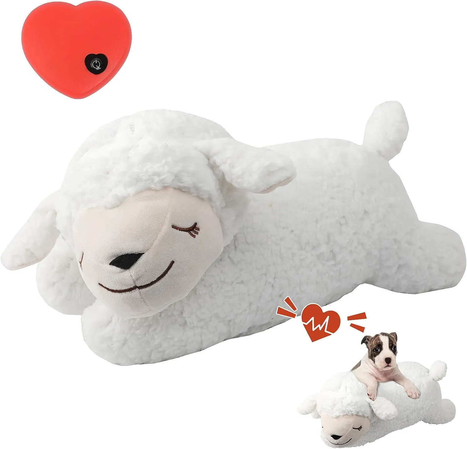 3T group Heartbeat Puppy for Dogs,Heartbeat Dog Toy Sleep Aid,Stuffed Animal with Heartbeat Toys for Puppy Essentials Pillow Calming Toys Anxiety Relief Toy (White)