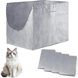 4 Pack Refill Liners Compatible with Modkat Flip Litter Box Liners Type F, Reusable litter Liners for Type F with Carrying Handles, Waterproof and Durable Cat box Liners