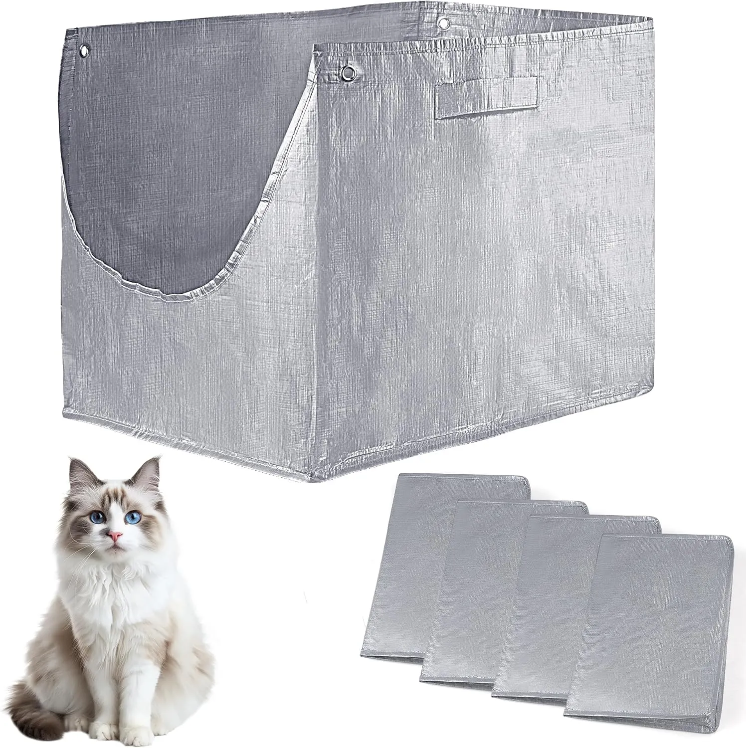 4 Pack Refill Liners Compatible with Modkat Flip Litter Box Liners Type F, Reusable litter Liners for Type F with Carrying Handles, Waterproof and Durable Cat box Liners