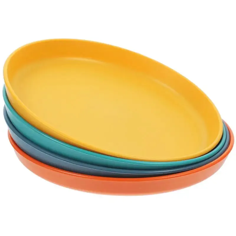 4-Piece Shallow Cat Food Bowls - Wide Pet Feeding Plates