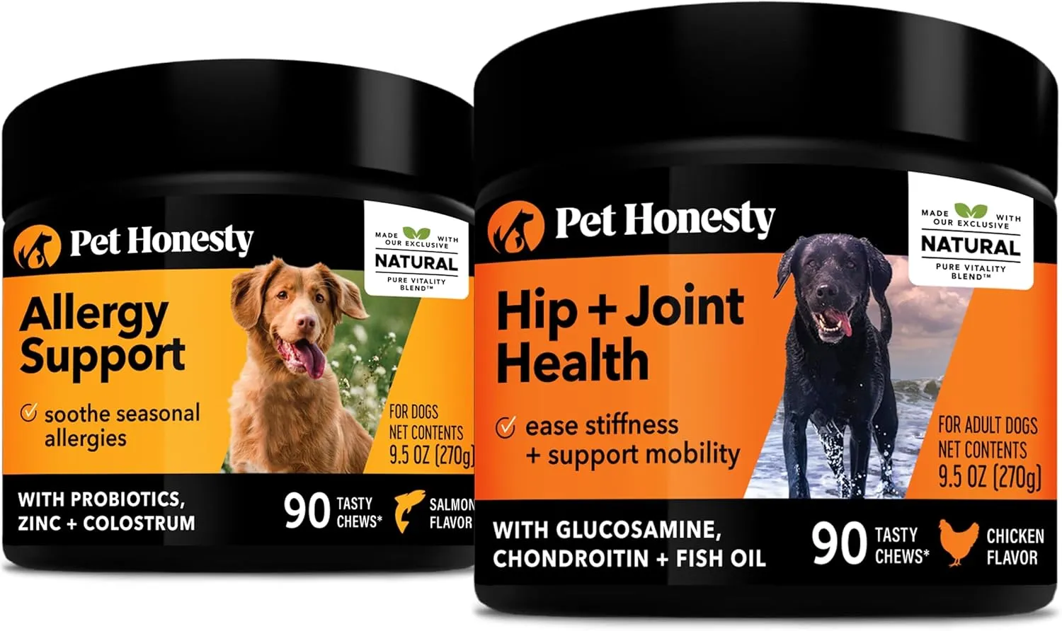 Allergy Support   Hip & Joint Health Soft Chew Bundle - Skin & Seasonal Pollen Allergies - Itch Relief for Dogs - Joint Support, Chondroitin, MSM, Turmeric, Pet Joint Pain Relief Vitamin