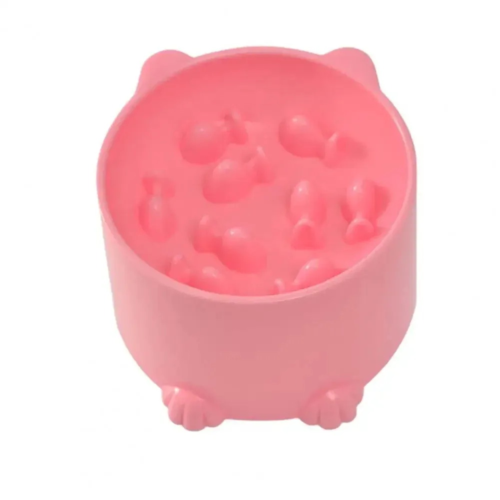 Anti-Choking Cat Food Bowl with Tall Feet and Cartoon Design