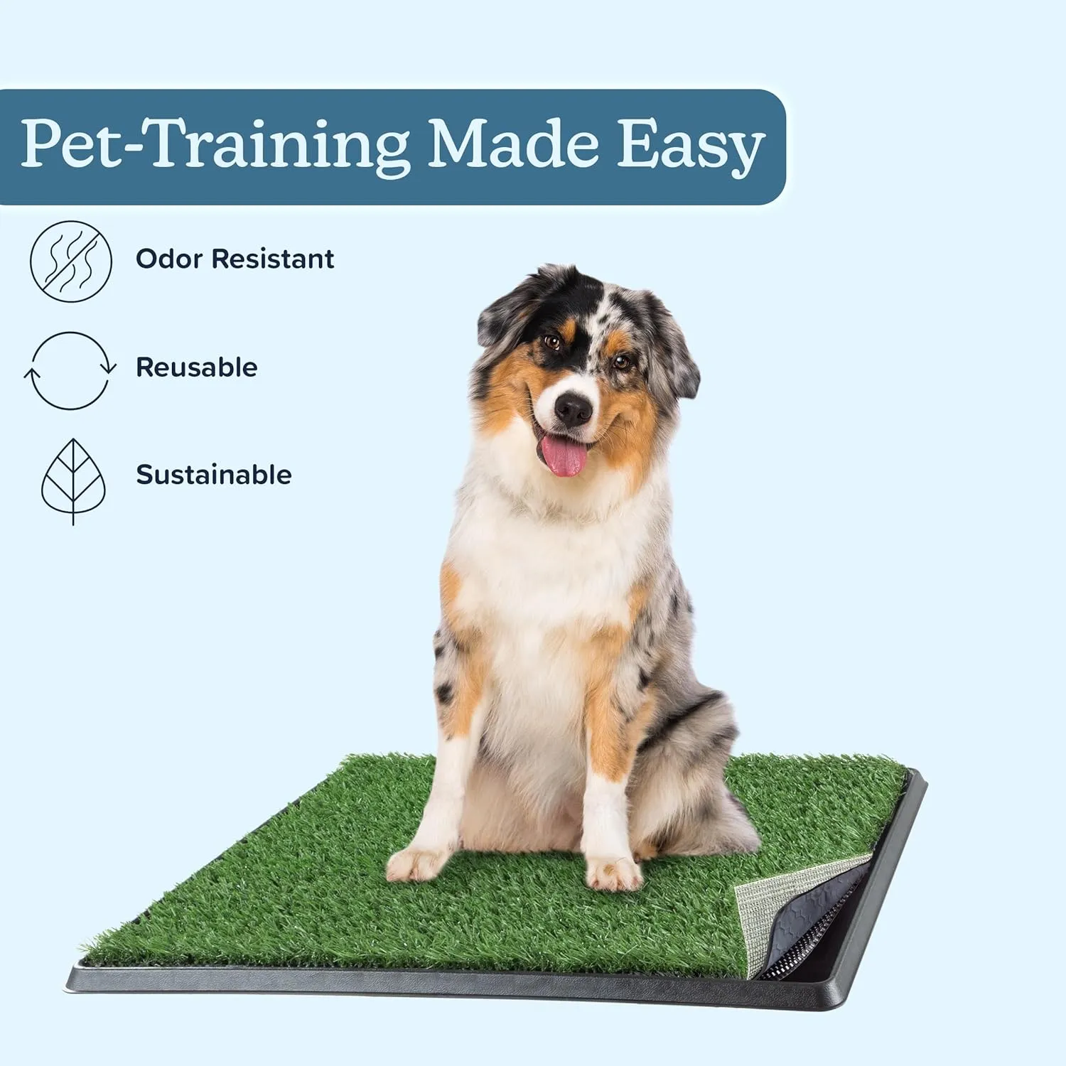 Artificial Grass Puppy Pee Pad for Dogs and Small Pets - 20x25 Reusable 4-Layer Training Potty Pad with Tray - Dog House and Pet Supplies by PETMAKER