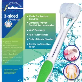 bA1 Sensory - 3 Sided Autism Toothbrush for Special Needs Kids (Soft/Gentle) - Clinically Proven, Fun, Easy - Only 1 Minute