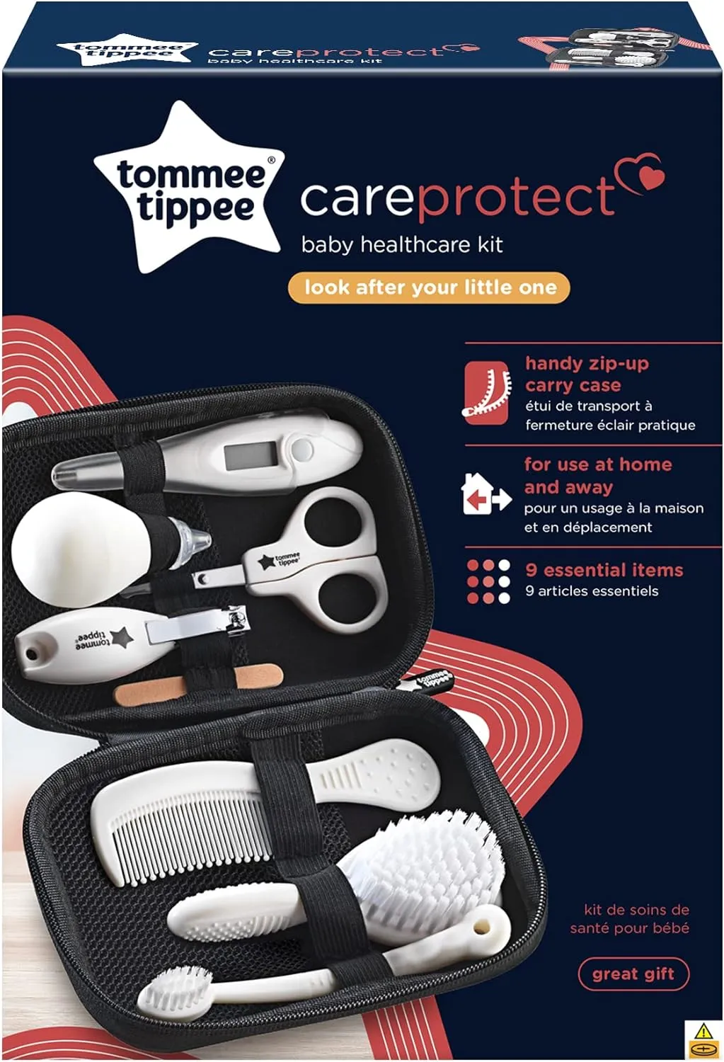 Baby Healthcare and Grooming Kit, 9X Essential Newborn Care Items for Home and Travel, Wipe-Clean and Waterproof Travel Case