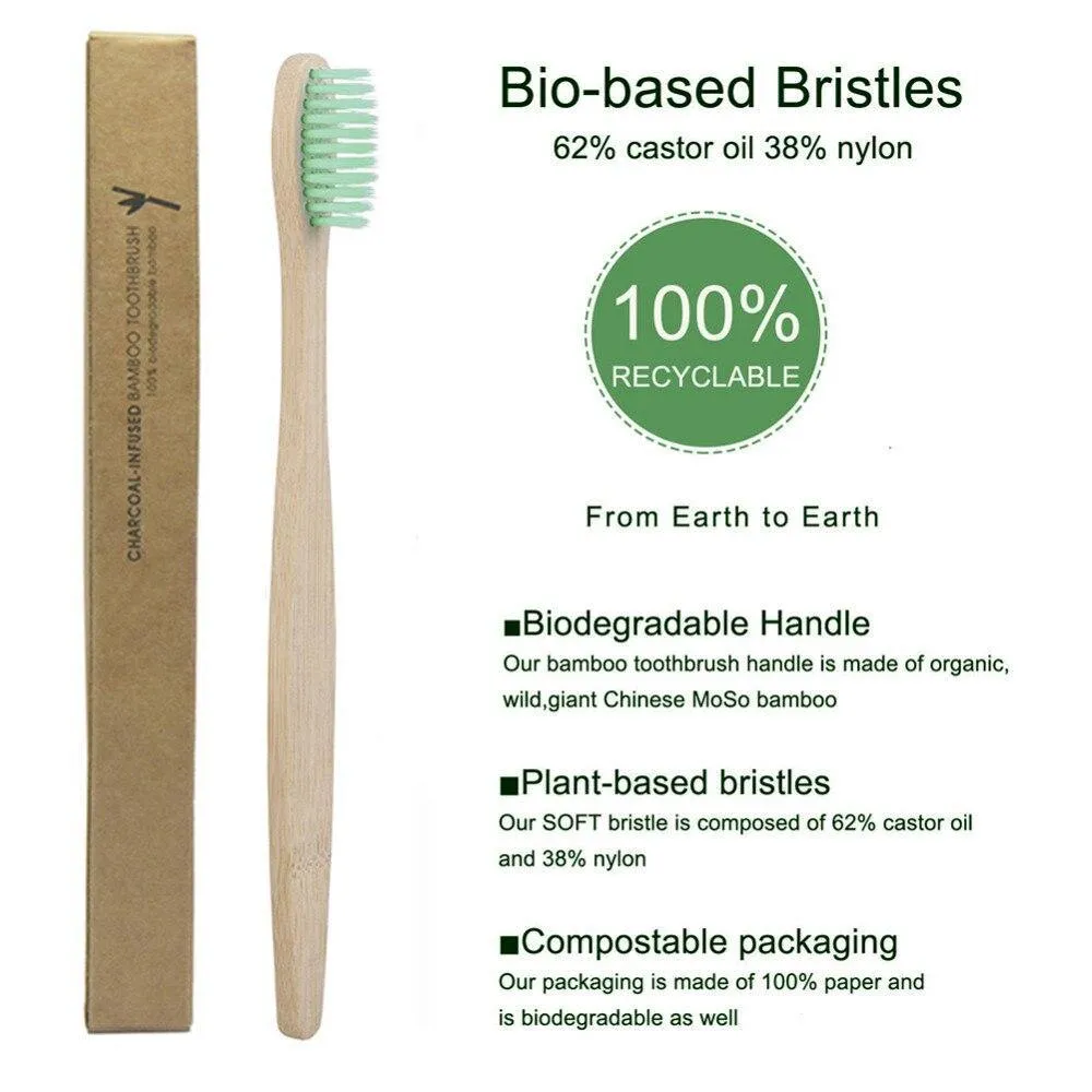 Bamboo Kids Toothbrushes - Eco-Friendly, Biodegradable Pack of 50