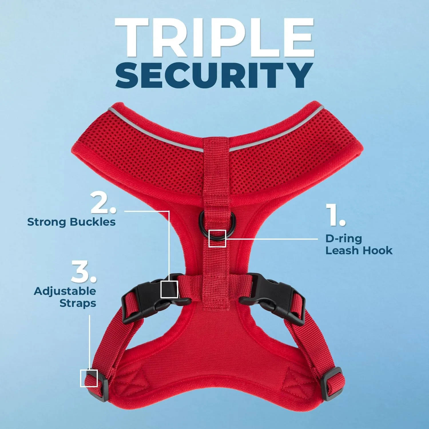 Best Pet Supplies Voyager Aerolite No Pull Mesh Dog Harness, Reflective Stitching, Breathable Harness, Adjustable for Walking, Training, Running, Heavy Duty and Durable, Red, L