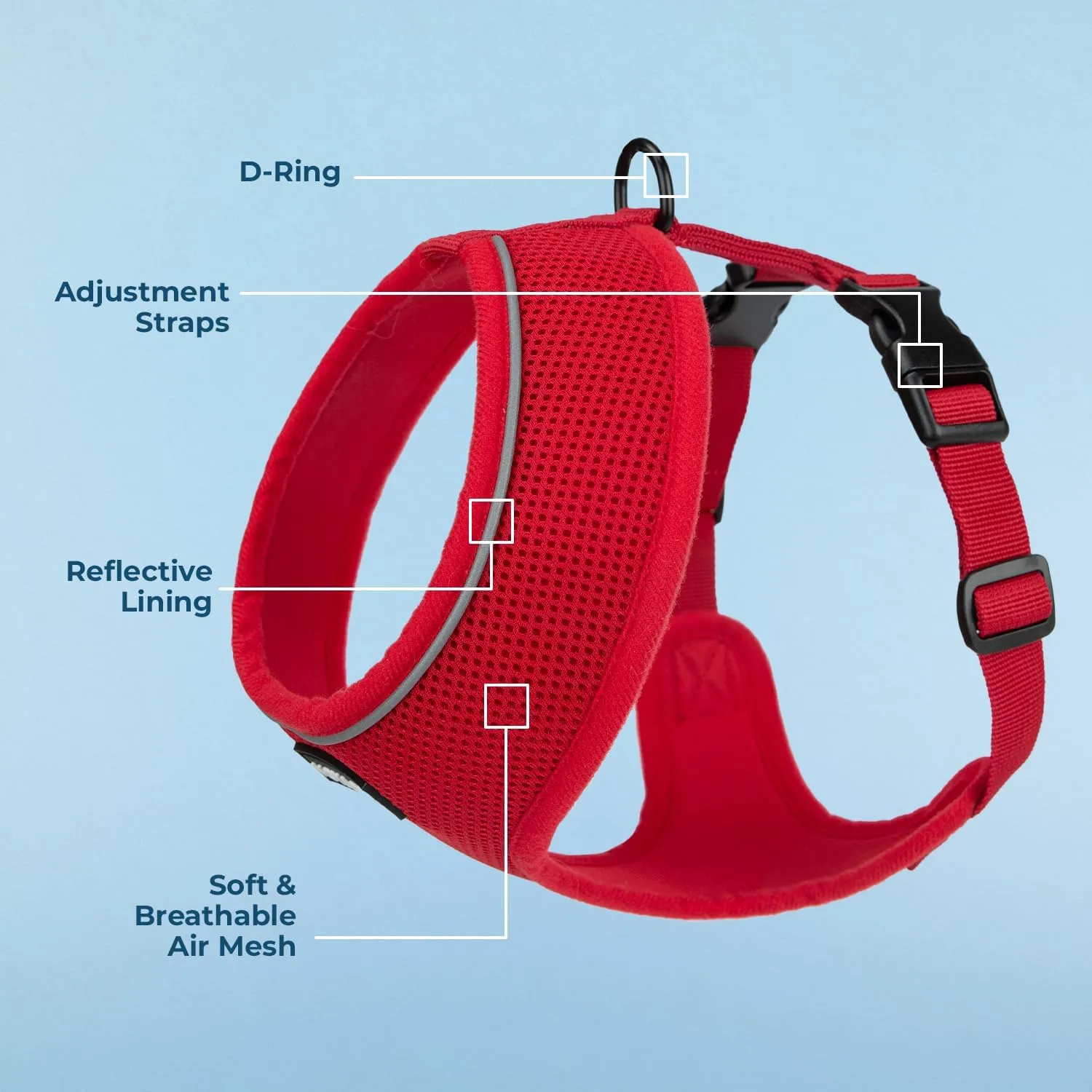 Best Pet Supplies Voyager Aerolite No Pull Mesh Dog Harness, Reflective Stitching, Breathable Harness, Adjustable for Walking, Training, Running, Heavy Duty and Durable, Red, L