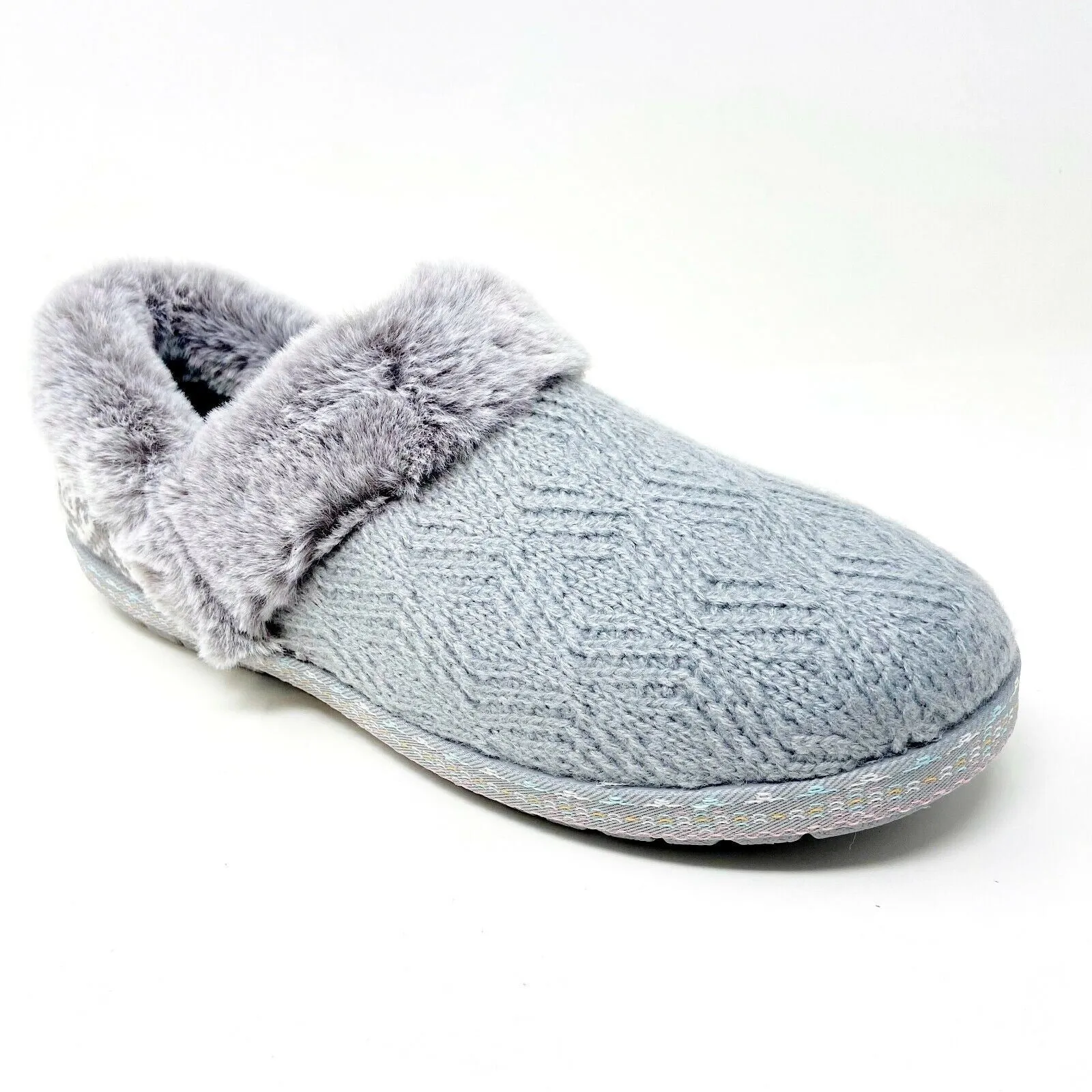 Bobs Skechers Too Cozy Deco Drifter Gray Womens Size 9 Casual Fur Slippers