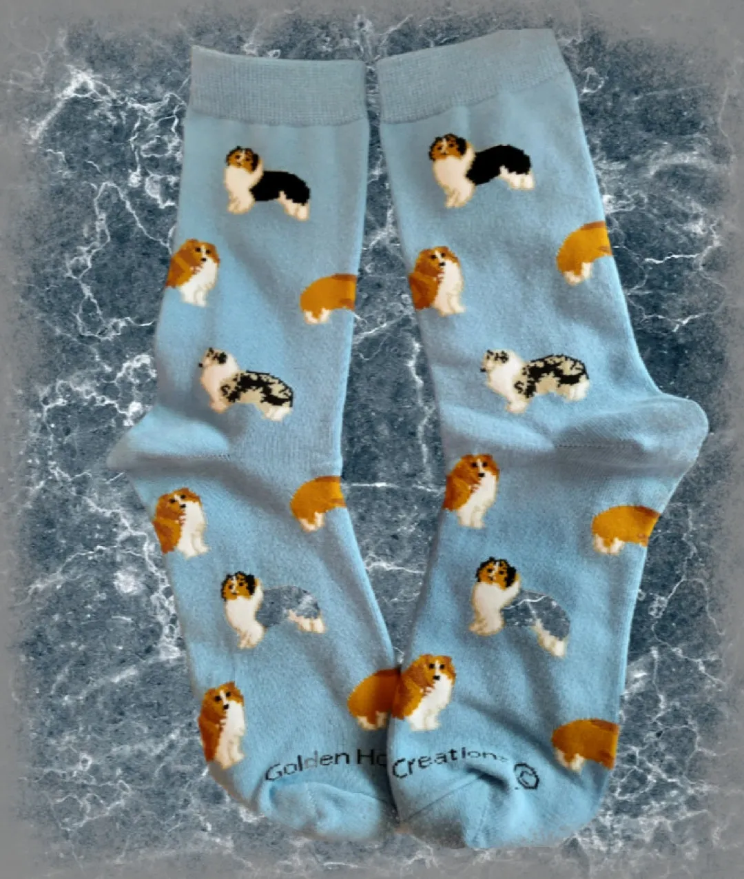 Brand New Ladies Shetland Sheepdog Sheltie Socks in Blue