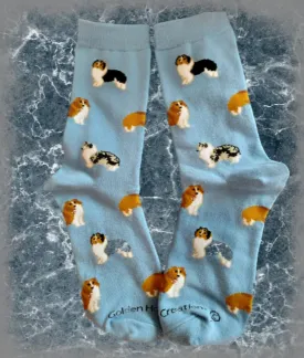 Brand New Ladies Shetland Sheepdog Sheltie Socks in Blue