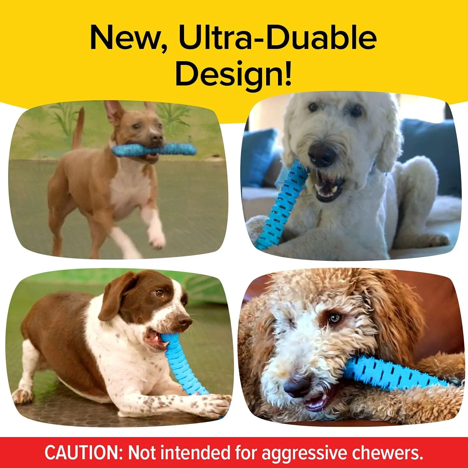 BulbHead BrushBone As Seen On TV Doggy Toothbrush Chew Toy 3 Pack, Plaque & Tartar Remover, Works 3 Ways to Clean While They Play, Invented by a Dentist, Add Peanut Butter or Cheese, Brush Bone