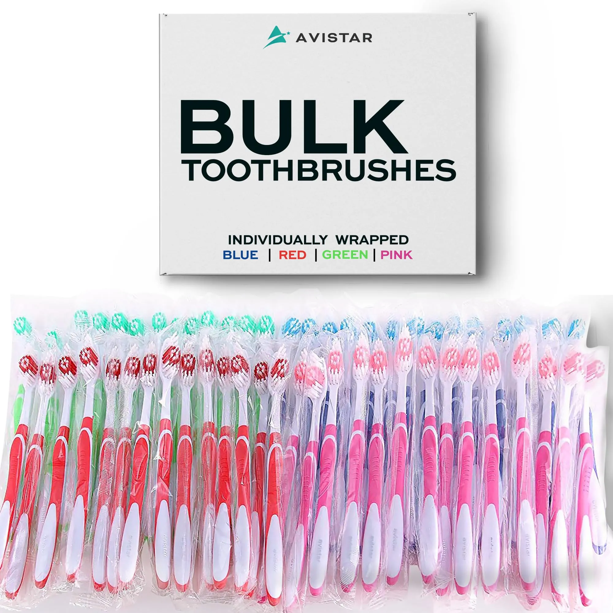 Bulk Toothbrushes Pack - 48 Individually Wrapped Toothbrushes Bulk for Travel, Hotels, AirBnB Guests, Relief Missions, and Donations - Bulk Disposable Toothbrush Pack Adults and Kids