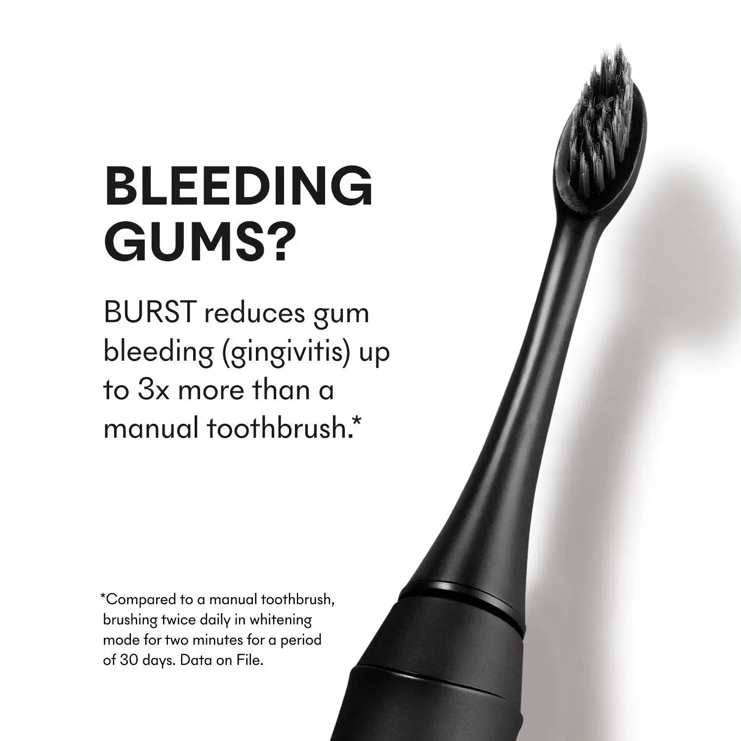BURST Electric Toothbrush with Charcoal Sonic Toothbrush Head, Deep Clean, Fresh Breath & Healthier Smile, 3 Modes - Whitening, Sensitive, Massage, Black [Packaging May Vary]