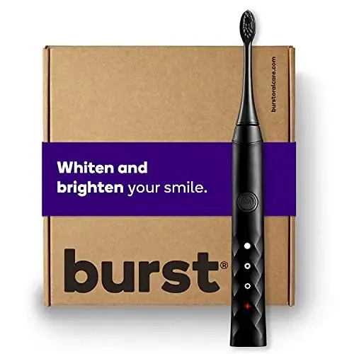 BURST Electric Toothbrush with Charcoal Sonic Toothbrush Head, Deep Clean, Fresh Breath & Healthier Smile, 3 Modes - Whitening, Sensitive, Massage, Black [Packaging May Vary]