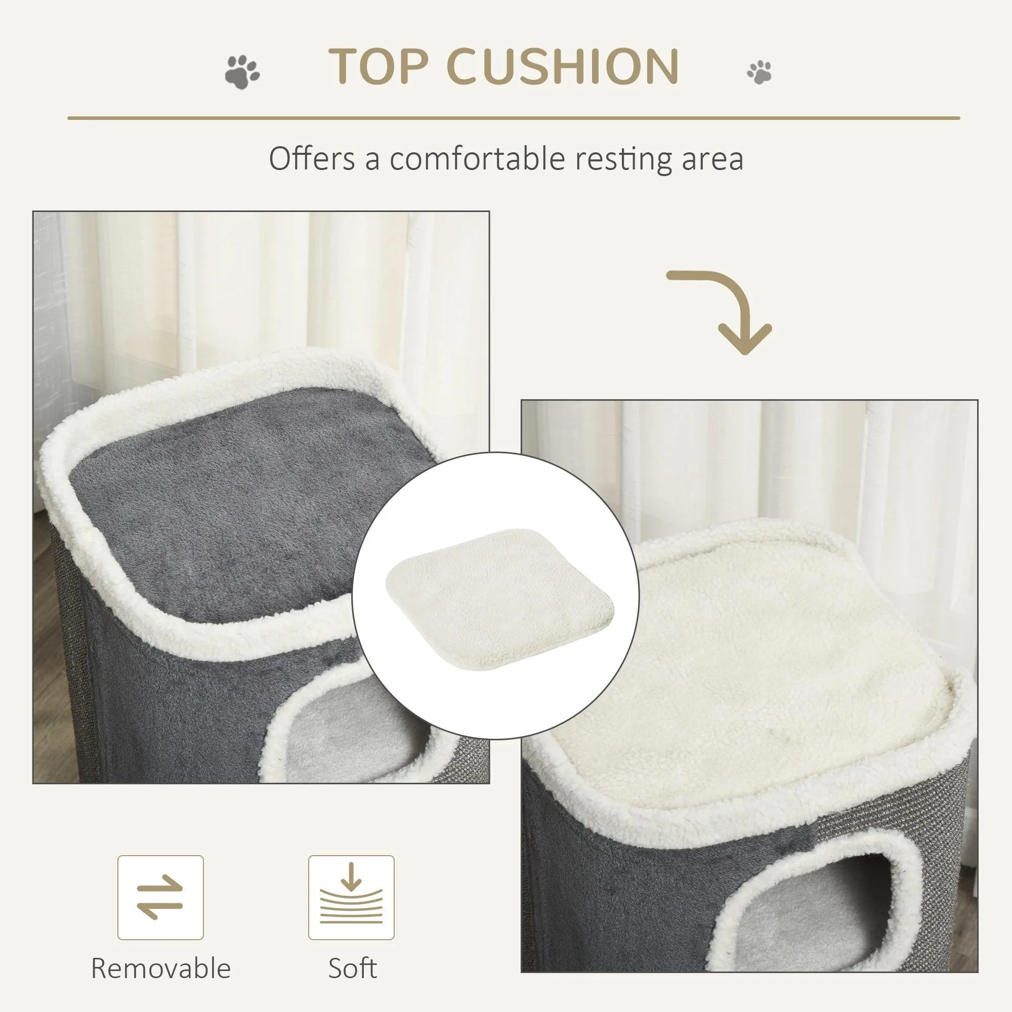 Cat Barrel with Plush Interior, 74Hcm- Grey