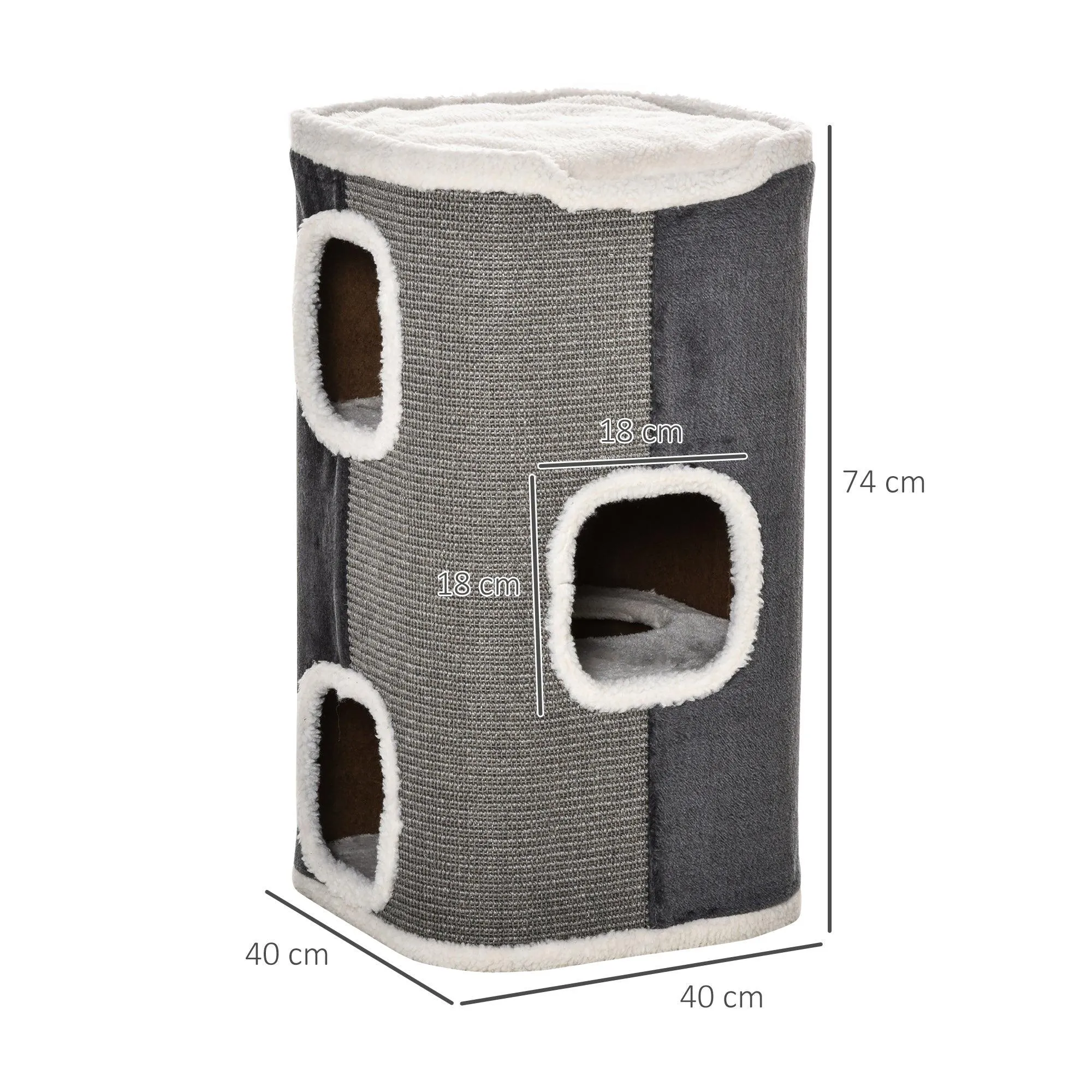 Cat Barrel with Plush Interior, 74Hcm- Grey