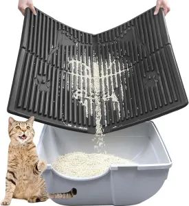 Cat Litter Mat 31x24 Large Litter Catcher Mat Waterproof Urine Litter Trapping Mat Easy to Clean Kitty Litter Box Mat for Indoor Floor Less Waste, 1 Pack