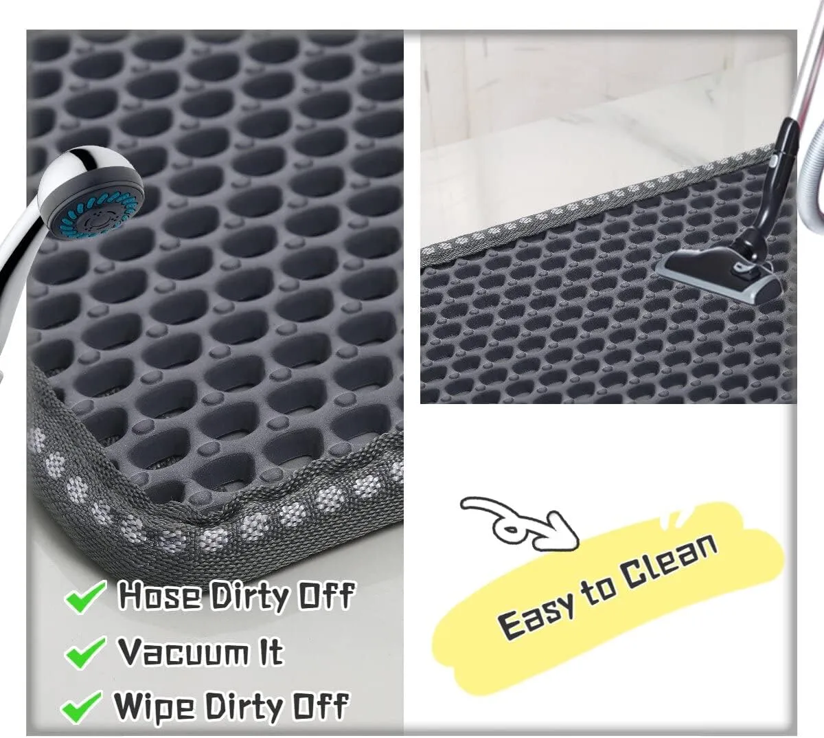 Cat Litter Mat - Kitty Litter Trapping Double Layer Mats with Mini Shape Scratching - Urine Waterproof, Easy Clean, Scatter Control 21" x 14" (Grey)