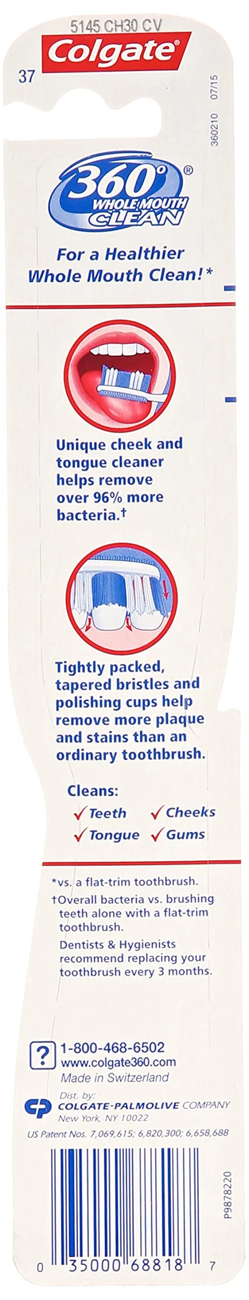Colgate 360 Toothbrush with Tongue and Cheek Cleaner - Medium (1 Pack)