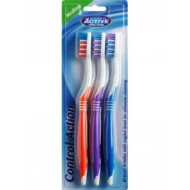 Control Action Toothbrushes Medium 3 Pcs