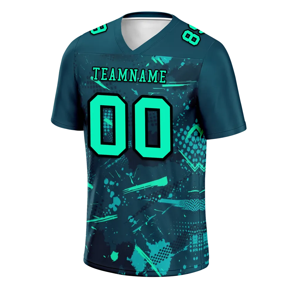 Corporate Gifts,Custom Green Graffiti Pattern Green Personalized Authentic Football Jersey FBJ02-bc0fab8