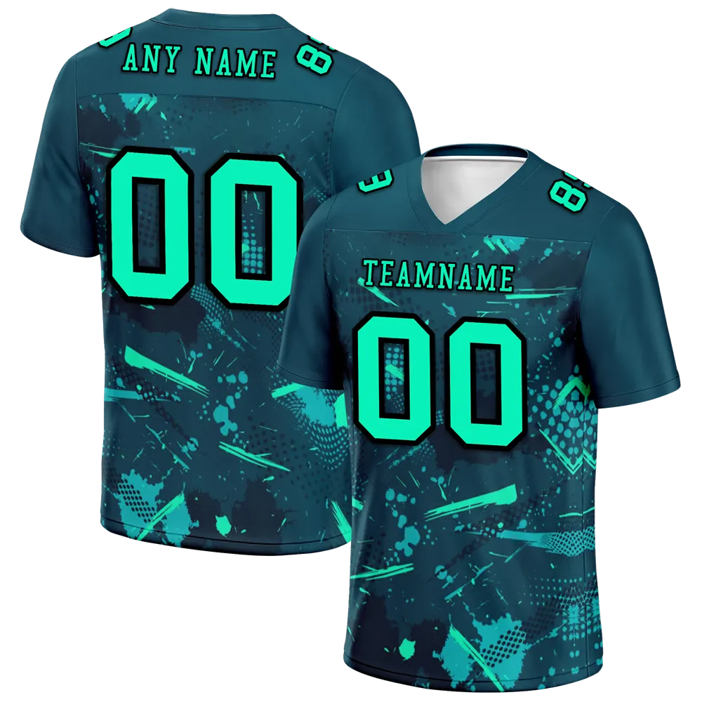 Corporate Gifts,Custom Green Graffiti Pattern Green Personalized Authentic Football Jersey FBJ02-bc0fab8