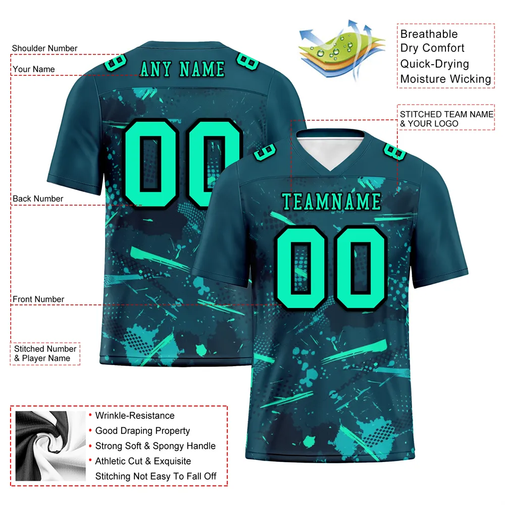 Corporate Gifts,Custom Green Graffiti Pattern Green Personalized Authentic Football Jersey FBJ02-bc0fab8
