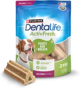 DentaLife ActivFresh Dog Chews for Small and Medium Dogs 20-40 lbs., Dental Chews to Freshen Breath, Chicken Flavor, 15.5 oz., 21 Chews - 21 ct. Pouch
