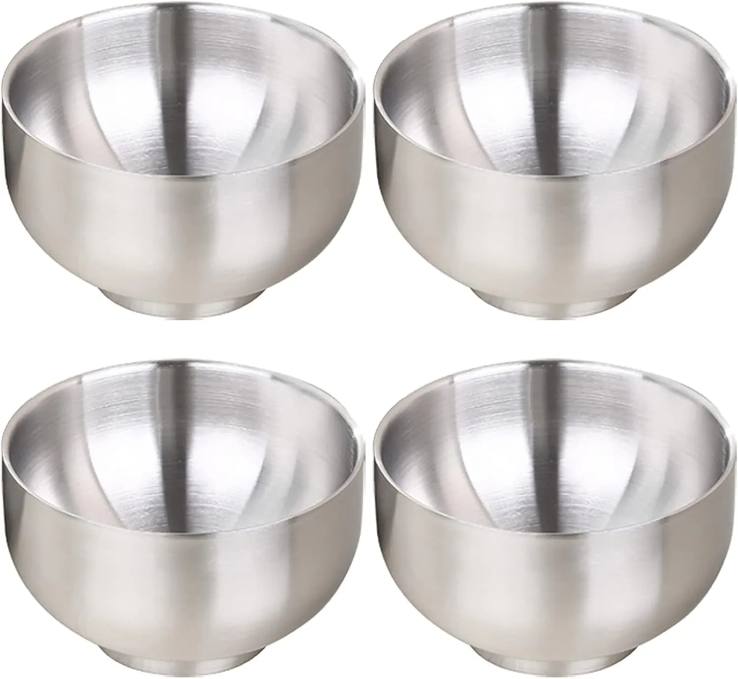 DEVICO Soup Cereal Bowls, 4-Piece 19-Ounce Stainless Steel Salad Rice Dessert Serving Bowl set, Matte Finish