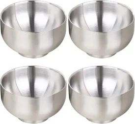 DEVICO Soup Cereal Bowls, 4-Piece 19-Ounce Stainless Steel Salad Rice Dessert Serving Bowl set, Matte Finish