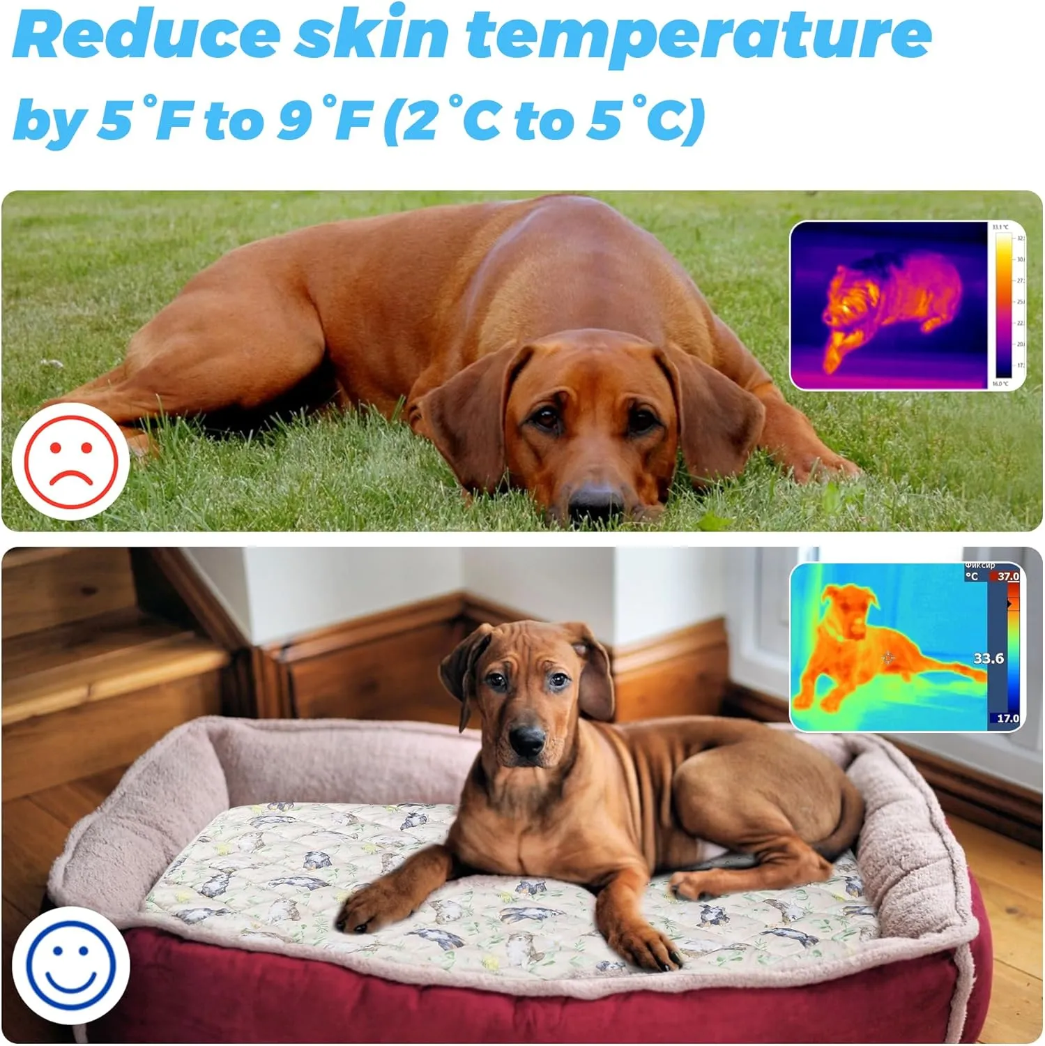 Dog Cooling Mat, Pet Washable Non-Toxic Summer Dogs Cats Cooling Pads Sleeping Kennel Mats Cool Ice Blanket for Indoor & Outdoor Dog Beach Essentials Brown Small