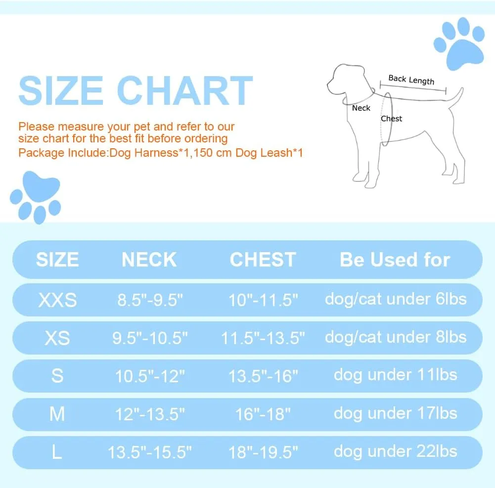 Dog Harness for Small Medium Dogs No Pull Adjustable Step in Puppy Harness and Leash Set,Reflective Breathable Mesh Pet Harnesses Soft Padded Vest for Dogs Easy to Put on (Dark Blue, XXS)