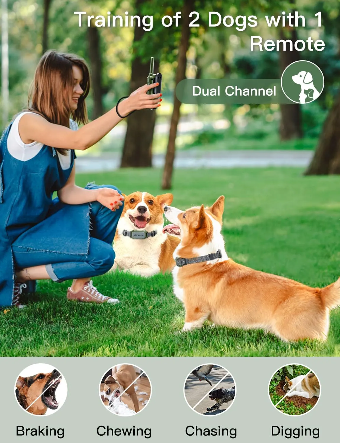 Dog Shock Collar 2 Dogs - 3300 ft Waterproof Dog Training Collar with Remote, 3 Modes Electric Dog Bark Collar for All Breed Sizes,Beep/Vibration/Humane Shock (1-16 Levels)