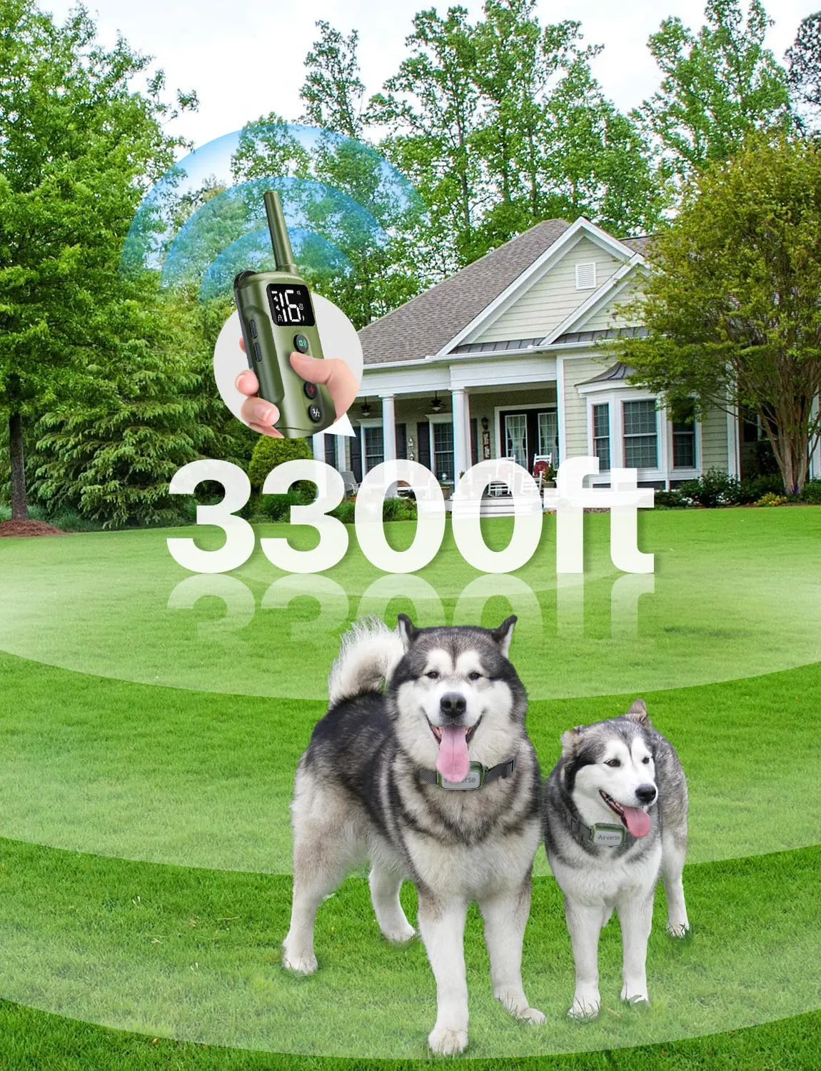 Dog Shock Collar 2 Dogs - 3300 ft Waterproof Dog Training Collar with Remote, 3 Modes Electric Dog Bark Collar for All Breed Sizes,Beep/Vibration/Humane Shock (1-16 Levels)