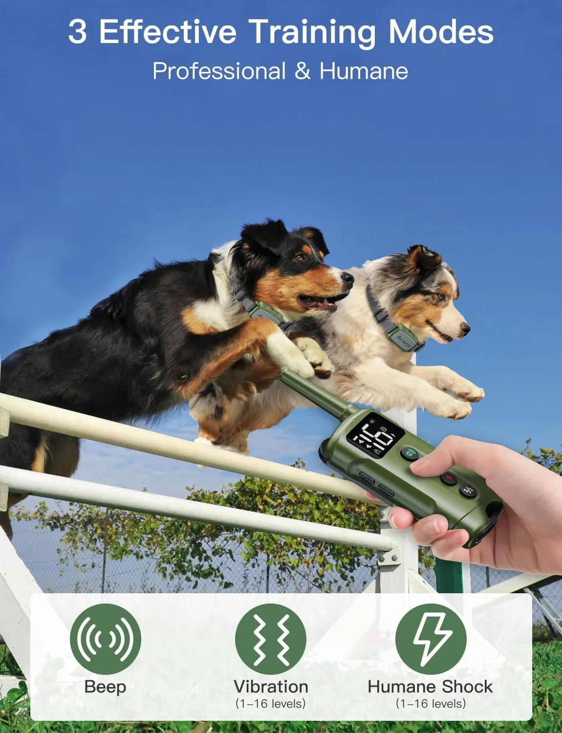 Dog Shock Collar 2 Dogs - 3300 ft Waterproof Dog Training Collar with Remote, 3 Modes Electric Dog Bark Collar for All Breed Sizes,Beep/Vibration/Humane Shock (1-16 Levels)