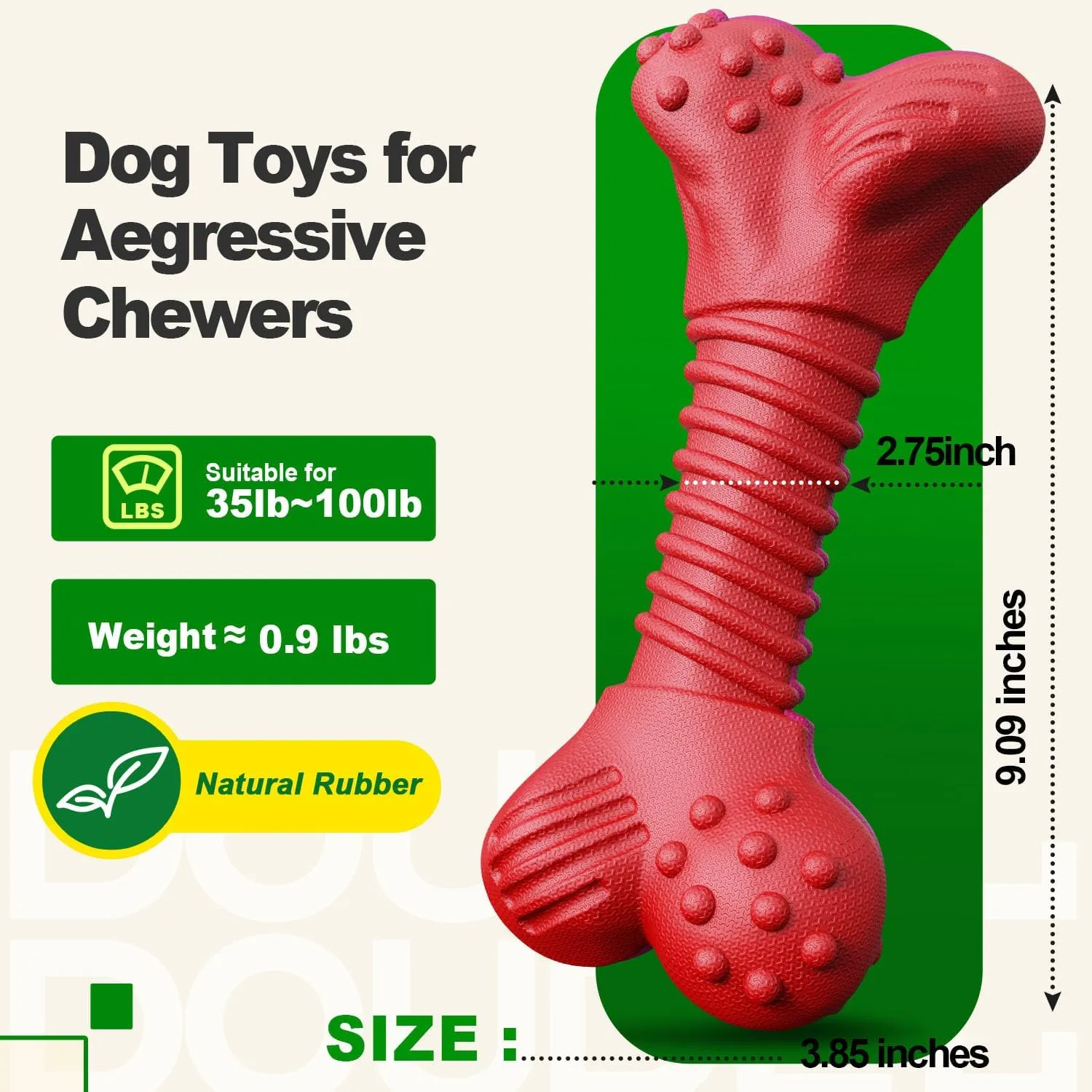 Dog Toys for Aggressive Chewers, Dog Toys for Medium Large Dogs, Natural Rubber Dog Chew Toys with Beef Flavor, Indestructible Toy, Chew Toys for Aggressive Chewers (red)