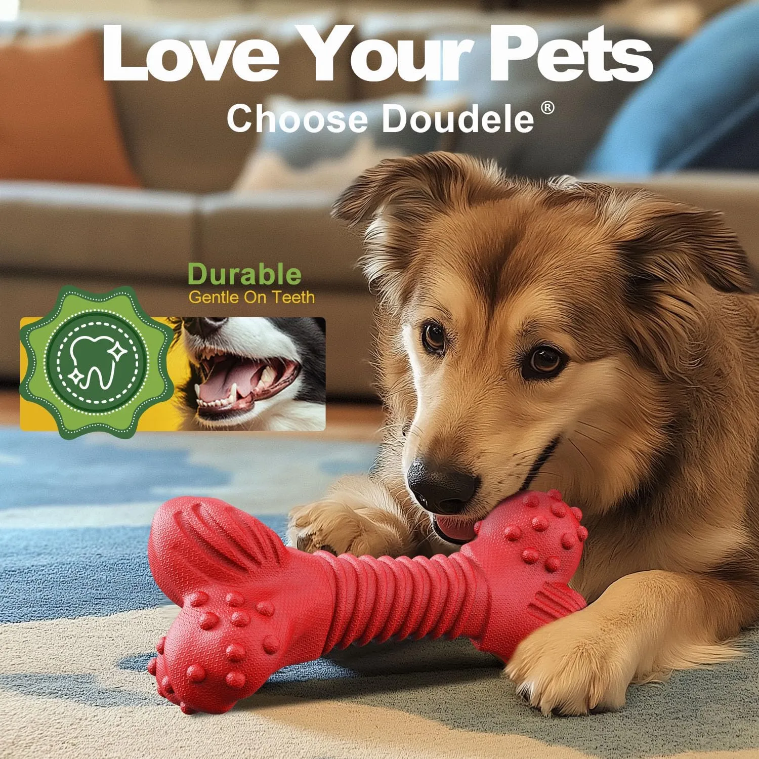 Dog Toys for Aggressive Chewers, Dog Toys for Medium Large Dogs, Natural Rubber Dog Chew Toys with Beef Flavor, Indestructible Toy, Chew Toys for Aggressive Chewers (red)