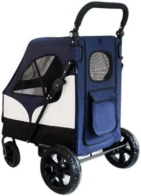 Double Dog Stroller Dog Pram Pet Dog Cat Animal Stroller Dog Buggy Traveling Travel Vet Stroller Disabled Dog Pushchair 2 Front Swivel Wheels & Rear Brake