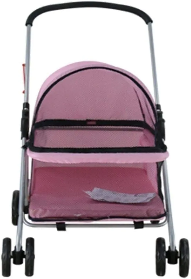 Double Dog Stroller Pet Travel Stroller Dog Pram Travel Vet Stroller Disabled Dog Pushchair 2 Front Swivel Wheels & Rear Brake 360 Rotation Front Wheel (A)