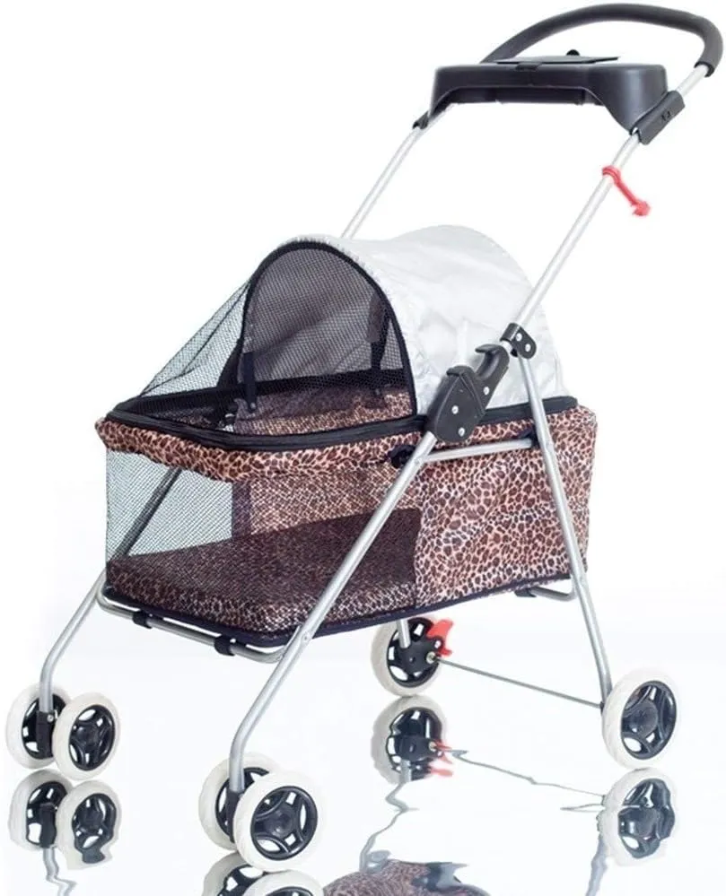 Double Dog Stroller Pet Travel Stroller Dog Pram Travel Vet Stroller Disabled Dog Pushchair 2 Front Swivel Wheels & Rear Brake 360 Rotation Front Wheel (A)