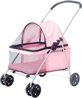 Double Dog Stroller Pet Travel Stroller Dog Pram Travel Vet Stroller Disabled Dog Pushchair 2 Front Swivel Wheels & Rear Brake 360 Rotation Front Wheel (A)