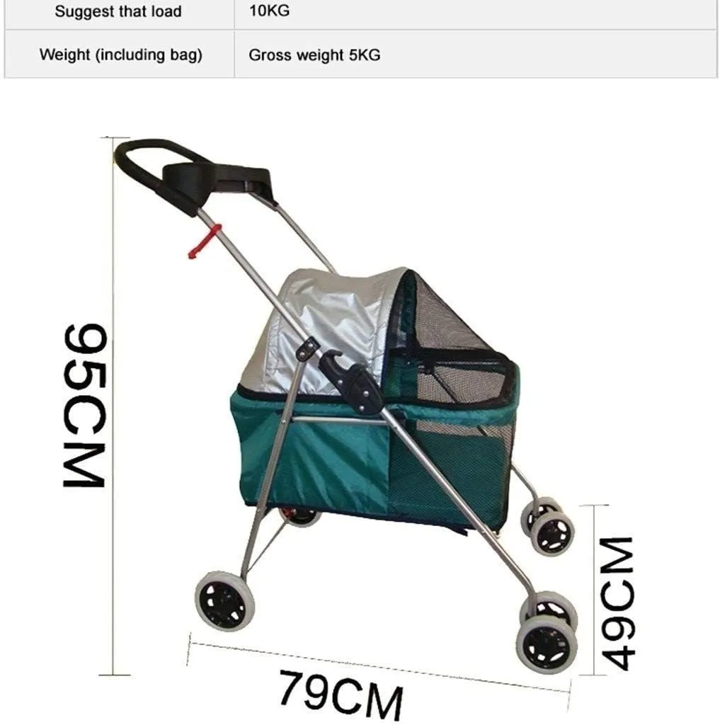 Double Dog Stroller Pet Travel Stroller Dog Pram Travel Vet Stroller Disabled Dog Pushchair 2 Front Swivel Wheels & Rear Brake 360 Rotation Front Wheel (A)