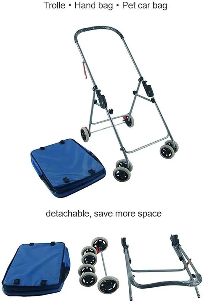 Double Dog Stroller Pet Travel Stroller Dog Pram Travel Vet Stroller Disabled Dog Pushchair 2 Front Swivel Wheels & Rear Brake 360 Rotation Front Wheel (A)
