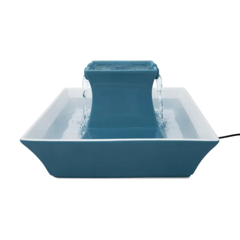 Drinkwell Ceramic Pagoda Pet Fountain Blue