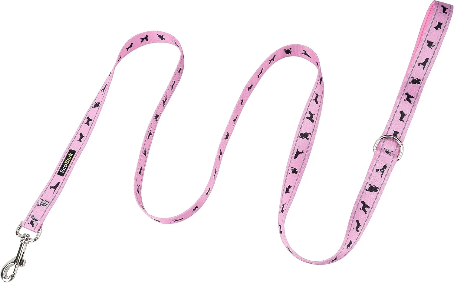 EcoBark Dog Leash - Soft & Reflective Comfort Training Leashes with Padded Handle - Strong Durable Heavy Duty - Training and Pulling for Small, Medium or Large Dogs (Baby Pink)