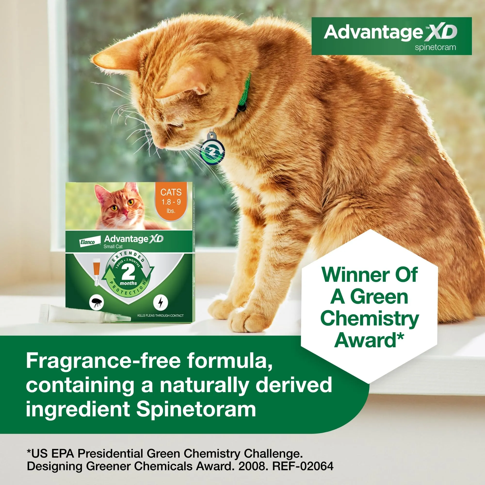 Elanco Advantage XD Extended Small Cat 8-Month 4-Dose Flea and Tick Spot-on Treatment - 1.8-9Lbs - 4 Pack